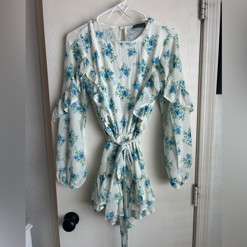 Blue floral romper